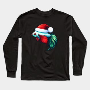 COOL BETTA FISH WITH SANTA HAT - CHRISTMAS Long Sleeve T-Shirt